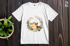 Watercolor Fox and Deer Wreath Clipart Sublimation PNG Product Image 2