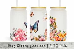 Butterfly Flowers Watercolor 16 oz Tumbler Wrap Product Image 1