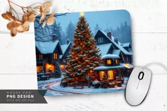 Winter Wonderland with Snowy Village Mouse Pad PNG Product Image 1