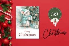 Watercolor Christmas Mouse Greeting Card Design Product Image 3
