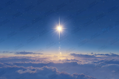 Glowing Star Above Soft Clouds Background with Peaceful Sky Product Image 1
