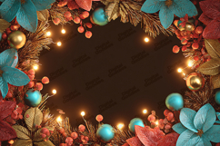 Christmas Floral Lights Frame Background Holiday Design Product Image 1