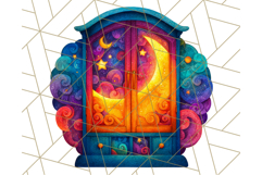 Whimsical Celestial Moon and Stars Clipart Constellation Png Product Image 3