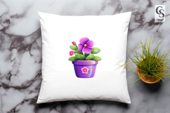 Purple Flower Pot Clipart Sublimation PNG Product Image 3