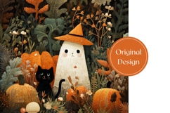 Floral Halloween Tumbler, Halloween Black Cat Tumbler Design Product Image 3