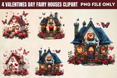 Valentines Day Fairy Houses Clipart PNG Product Image 1