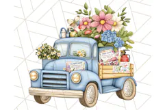 Floral Farm Truck Clipart, Cottagecore Country Truck Png Product Image 3