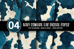 Navy Cowhide Fur Digital Paper Product Image 1