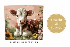 Cute Cow Tumbler Design, Sunflowers Tumbler Wrap Product Image 3