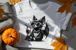 Vampire Bat in Suit with Wine Glass Halloween SVG Cut File Product Image 2