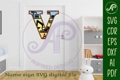Construction Large V wall Letter 3 layer sign Product Image 3