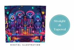 Mexican Tumbler Wrap Design, Sugar Skull Tumbler Sublimation Product Image 3