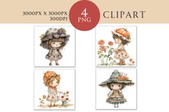 Whimsical Girls Clipart Watercolor PNG Product Image 1