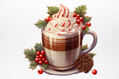 Christmas Hot Cocoa Watercolor Clipart PNG Product Image 3