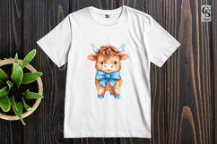 Highland Cow With Blue Bow Clipart Sublimation PNG Product Image 3