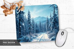 Snowy Village with Peaceful Snowfall Mouse Pad PNG Product Image 1