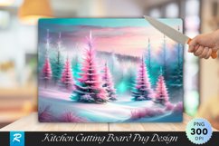 Mystical Frosted Christmas Trees Cutting Board PNG Design Product Image 1