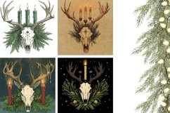 Spooky Christmas Bull Skull Pillowcase, Christmas Pillow PNG Product Image 3