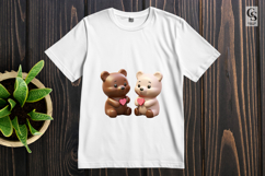 Cute Bear Couple Holding Hearts Clipart Sublimation PNG Product Image 3