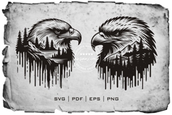 Eagle Silhouette Vector with Forest Landscape Product Image 3