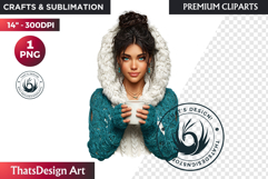 Cosy Winter Aurora Girl Clipart, Fashion Girl PNG Product Image 1