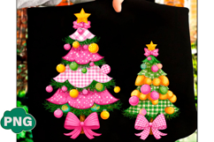 Colorful Coquette Pink Christmas Tree Merry and Bright Png Product Image 3