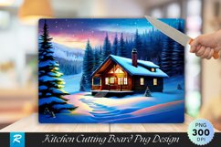 Cozy Winter Cabin Forest Cutting Board PNG Design Product Image 1