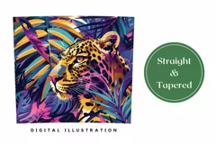 Leopard Tumbler Wrap PNG, Neon Tropical Leaves Tumbler Product Image 3