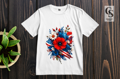 Patriotic Floral Bouquet Sublimation Clipart PNG Product Image 3