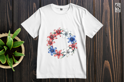 Patriotic Floral Wreath Clipart Sublimation PNG Product Image 3