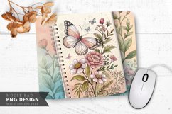 Butterfly Bliss A Floral Nature Journal Mouse Pad PNG Design Product Image 1