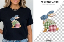 Patchwork Easter Bunny PNG | Vintage Fabric Rabbit Clipart Product Image 3