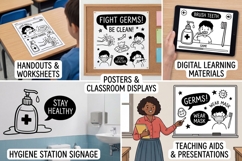 Hygiene &amp; Health Doodles SVG Bundle | Kids Germs Clipart Product Image 3