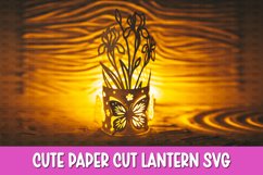 Irises Flowers Lantern SVG I Floral paper cut SVG Product Image 1