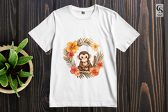 Cute Watercolor Baby Monkey Floral Clipart Sublimation PNG Product Image 3
