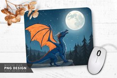 Moonlit Blue Dragon with Orange Wings Mouse Pad PNG Design Product Image 1