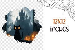 Halloween Castle PNG, Spooky Halloween Black Cat T-Shirt PNG Product Image 3