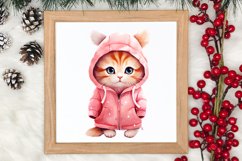 Winter Cute Pink Cat Clipart Sublimation, Christmas Pink PNG Product Image 3