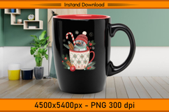 Cute Snowman in Holiday Mug Christmas Sublimation PNG Product Image 3
