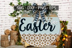 Easter Joy SVG, Easter Joy Wood Round Sign, Door Hanger SVG Product Image 1