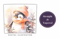 Watercolor Christmas Tumbler Wrap, Winter Penguin Tumbler Product Image 3