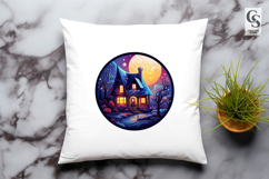 Moonlit Cottage Clipart Sublimation PNG Product Image 3