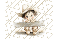 Cowgirl Baby Clipart PNG, Cute Toddler Western Outfit Art Product Image 3