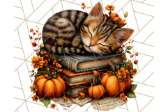 Autumn Library Clipart PNG, Cozy Fall Book Art Product Image 3