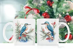 Watercolor Kingfisher cliparts. 2 PNG sublimation Product Image 4