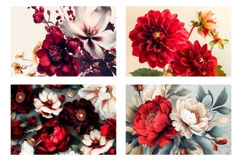 Red Peony Cosmetic Bag Designs, Flowers Cosmetic Bag Print Product Image 3