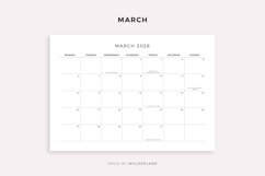 2028 Monthly Calendar with Holidays, Landscape, Printable Product Image 3