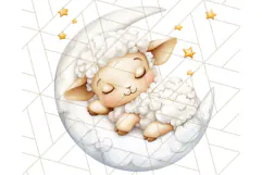 Sleeping Baby Animals PNG, Moon and Stars Nursery Clipart Product Image 3