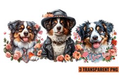 Watercolor Dog With Flowers Clipart Sublimation , PNG Product Image 1