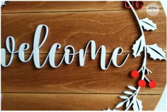 Christmas Welcome Sign SVG | Christmas Holly Wreath SVG Product Image 3